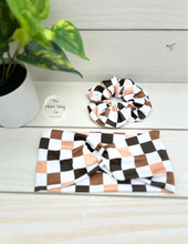 Load image into Gallery viewer, Neutral Checkers Scrunchie
