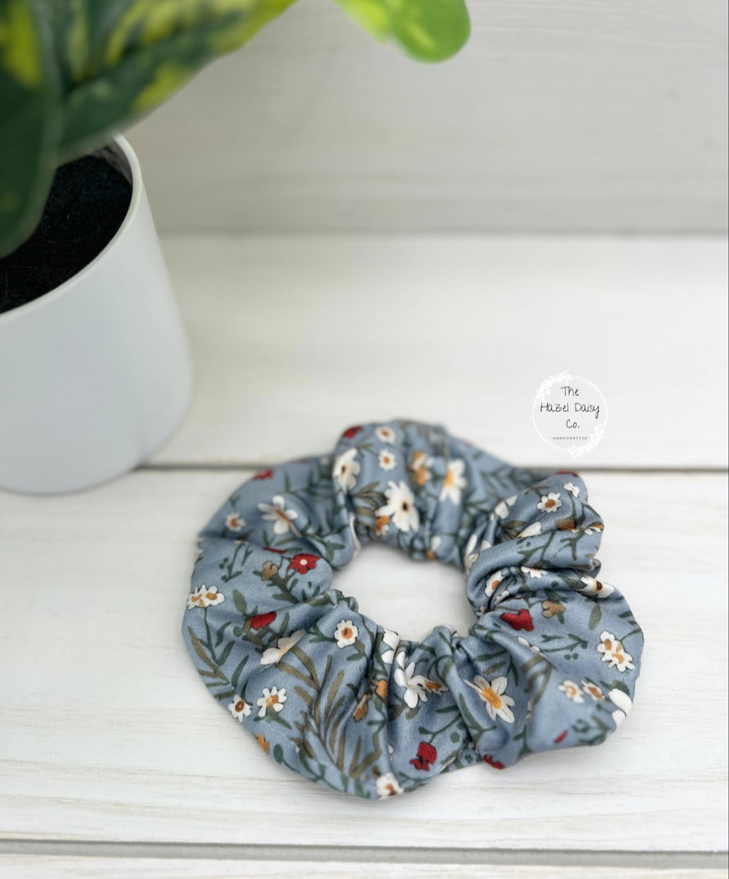 Blue Daisy Garden Scrunchie