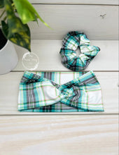 Load image into Gallery viewer, Jade Green Plaid Scrunchie
