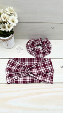 Load image into Gallery viewer, Burgundy Plaid Scrunchie
