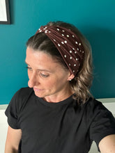 Load image into Gallery viewer, Brown Polka Dots Front Knot Headband
