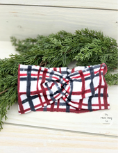 Load image into Gallery viewer, Ribbed Christmas Plaid Front Knot Headband
