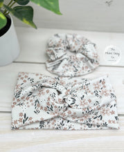 Load image into Gallery viewer, Ivory Latte Blossoms Front Knot Headband
