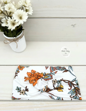 Load image into Gallery viewer, Ivory Vintage Botanical Front Knot Headband
