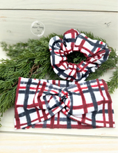 Load image into Gallery viewer, Ribbed Christmas Plaid Scrunchie
