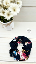 Load image into Gallery viewer, Black Big Floral Scrunchie

