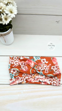 Load image into Gallery viewer, Vintage Terracotta Teal Floral Front Knot Headband
