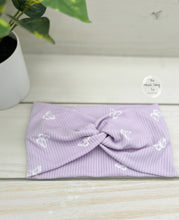 Load image into Gallery viewer, Ribbed Lilac Butterflies Front Knot Headband
