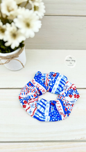 Load image into Gallery viewer, Patriotic Flowers and Stripes Scrunchie
