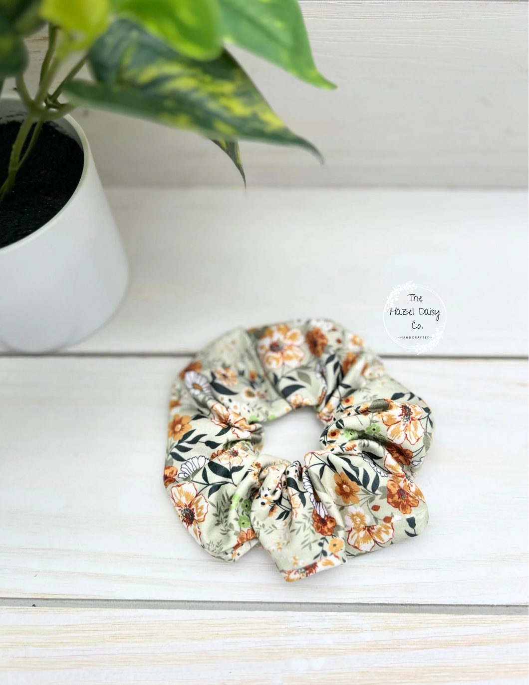 Vintage Sage Autumn Botanical Scrunchie