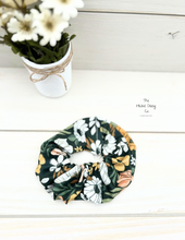 Load image into Gallery viewer, Dark Boho Flowers Scrunchie
