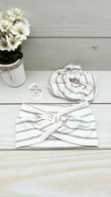Load image into Gallery viewer, Ribbed Cream Beige Stripe Scrunchie

