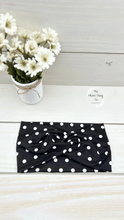 Load image into Gallery viewer, Black and White Polka Dot Front Knot Headband
