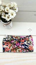 Load image into Gallery viewer, Terracotta Pink Navy Botanical Front Knot Headband
