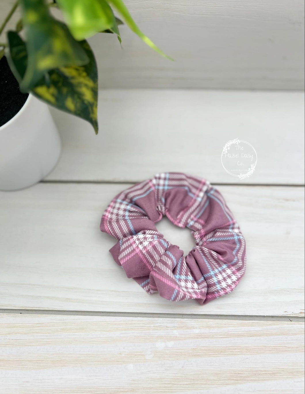 Mauve Plaid Scrunchie