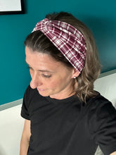 Load image into Gallery viewer, Burgundy Plaid Front Knot Headband

