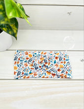 Load image into Gallery viewer, Teal Orange Fall Leaves Front Knot Headband
