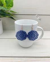Load image into Gallery viewer, Navy Blue Doilies Earrings
