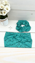 Load image into Gallery viewer, Teal Dots Scrunchie
