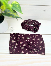 Load image into Gallery viewer, Wine Roses Front Knot Headband
