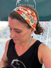 Load image into Gallery viewer, Vintage Terracotta Teal Floral Front Knot Headband
