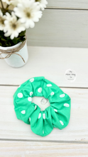Load image into Gallery viewer, Green Polka Dot Scrunchie
