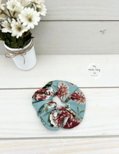 Load image into Gallery viewer, Vintage Teal Blooms Scrunchie
