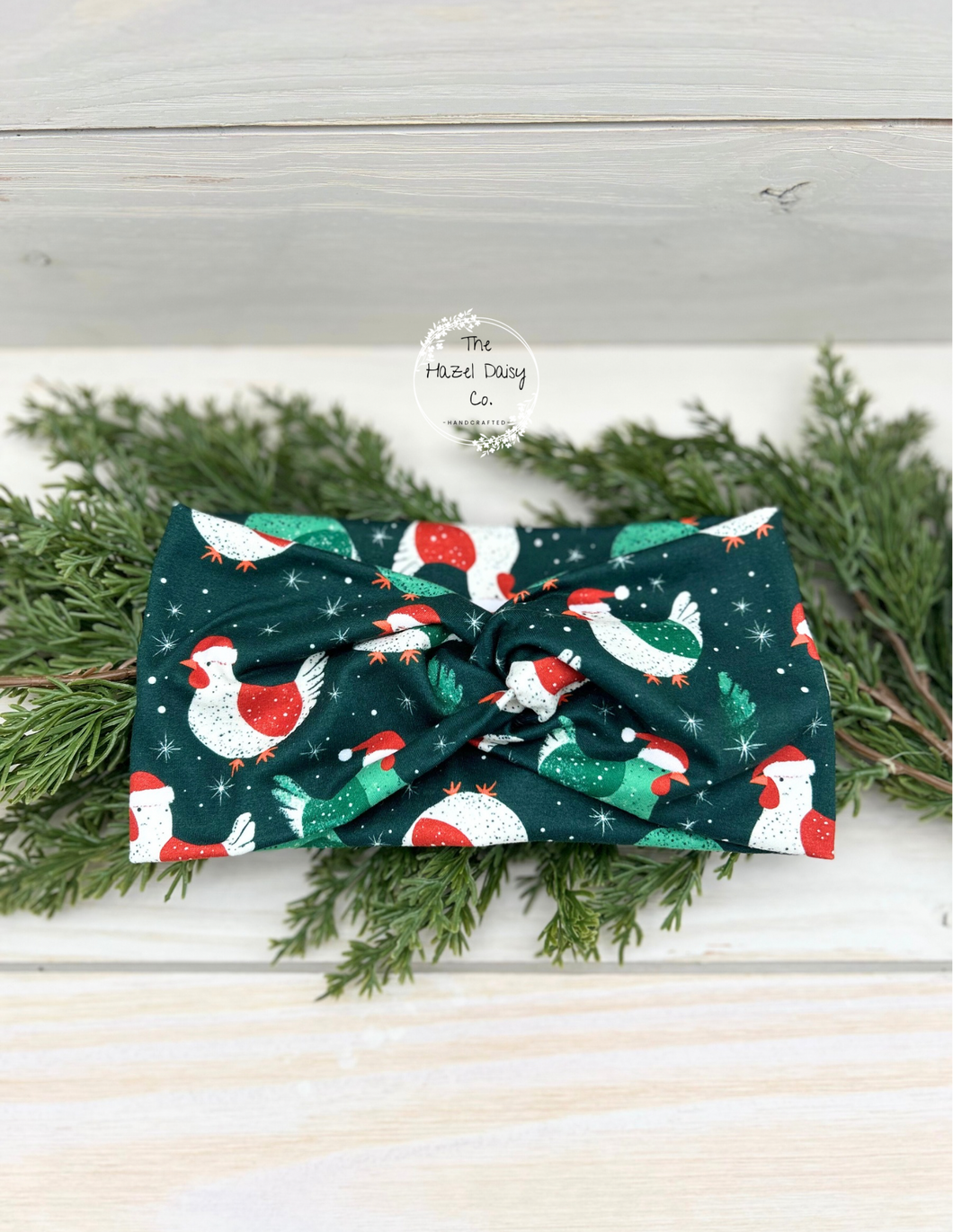Christmas Chickens Front Knot Headband