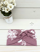 Load image into Gallery viewer, Mauve Floral Front Knot Headband

