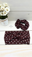 Load image into Gallery viewer, Brown Polka Dots Scrunchie
