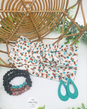 Load image into Gallery viewer, Teal Cocoa Dots Front Knot Headband
