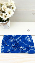 Load image into Gallery viewer, Royal Blue Daisies Front Knot Headband
