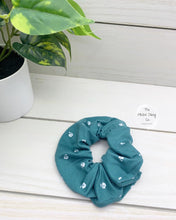 Load image into Gallery viewer, Teal Flowers Scrunchie
