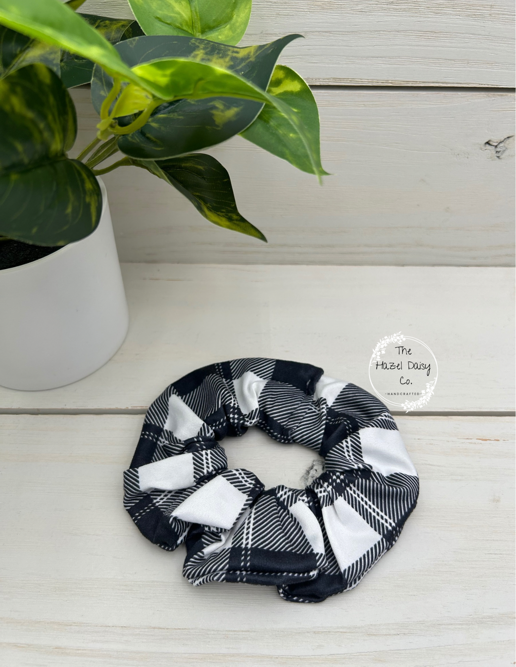 Navy Plaid Scrunchie