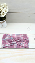 Load image into Gallery viewer, Mauve Plaid Front Knot Headband
