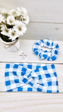Load image into Gallery viewer, Blue Gingham Scrunchie
