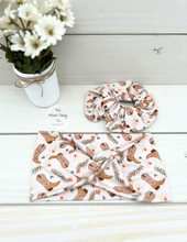 Load image into Gallery viewer, Pink Boots and Daisies Scrunchie
