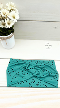 Load image into Gallery viewer, Teal Dots Front Knot Headband
