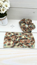 Load image into Gallery viewer, Vintage Butterflies Sunflowers Scrunchie

