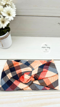 Load image into Gallery viewer, Ribbed Fall Plaid Front Knot Headband
