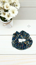 Load image into Gallery viewer, Navy Floral Botanical Scrunchie
