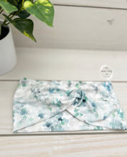 Load image into Gallery viewer, Blue Green Watercolor Front Knot Headband
