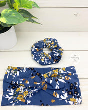 Load image into Gallery viewer, Navy Floral Scrunchie
