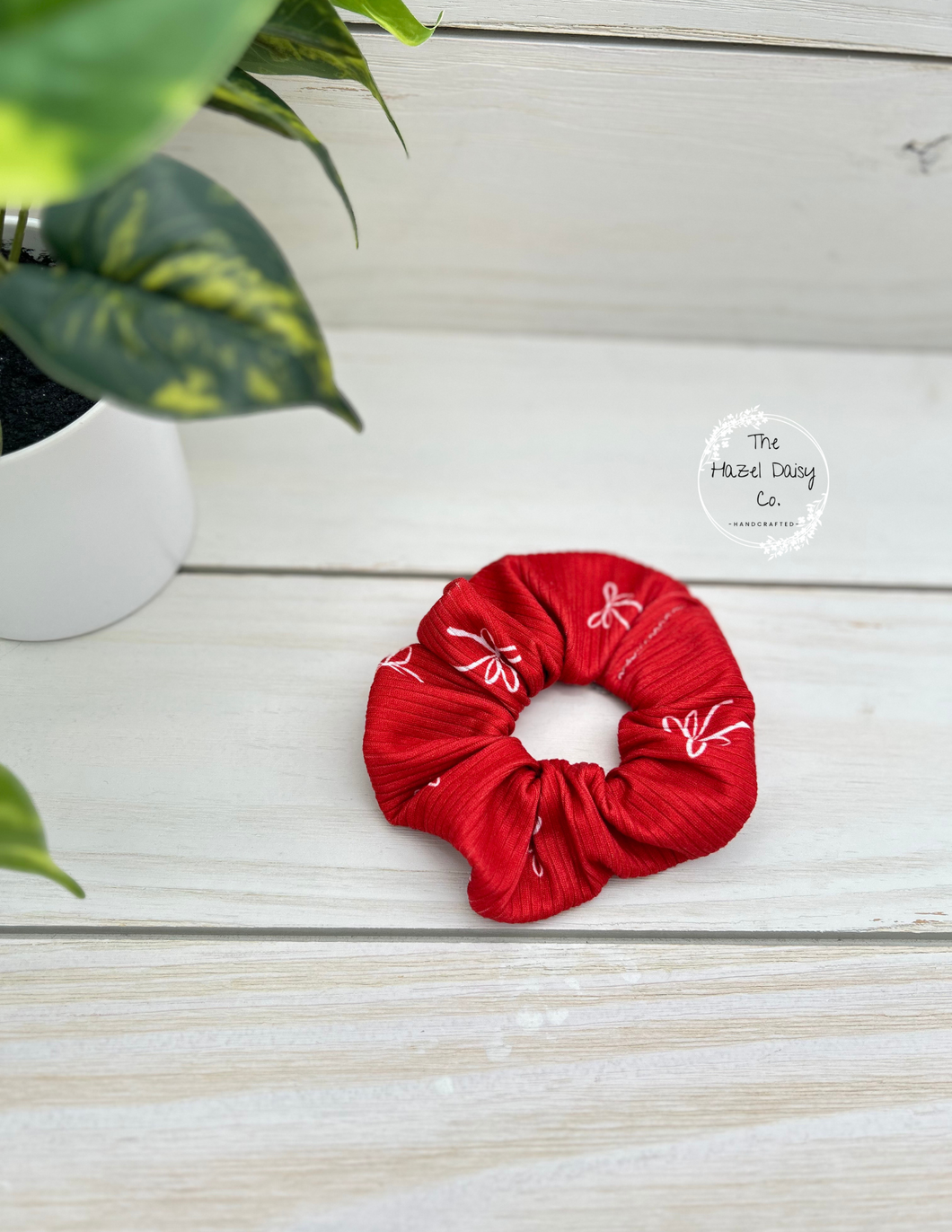 Ribbed Red Bows Scrunchie