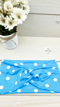 Load image into Gallery viewer, Blue Polka Dot Front Knot Headband
