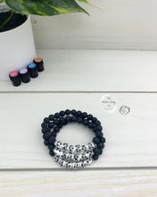 Load image into Gallery viewer, Black Floral Diffuser Bracelet
