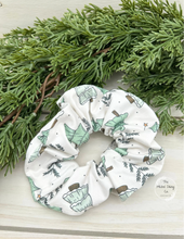 Load image into Gallery viewer, Snowy Evergreen Trees Scrunchie
