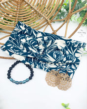 Load image into Gallery viewer, Deep Teal Botanical Front Knot Headband
