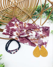Load image into Gallery viewer, Plum Botanical Front Knot Headband
