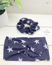 Load image into Gallery viewer, Navy Stars Scrunchie
